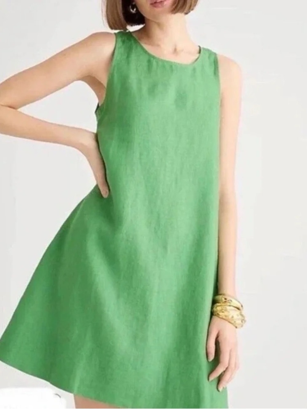 J. Crew Bright Green Sleeveless A-Line Dress- Size XL